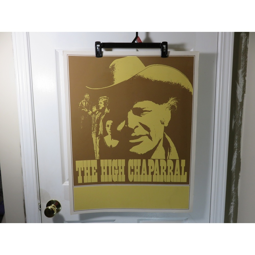 Vintage 1967 The High Chaparral TV Show Poster Western Collectible Brown Yellow